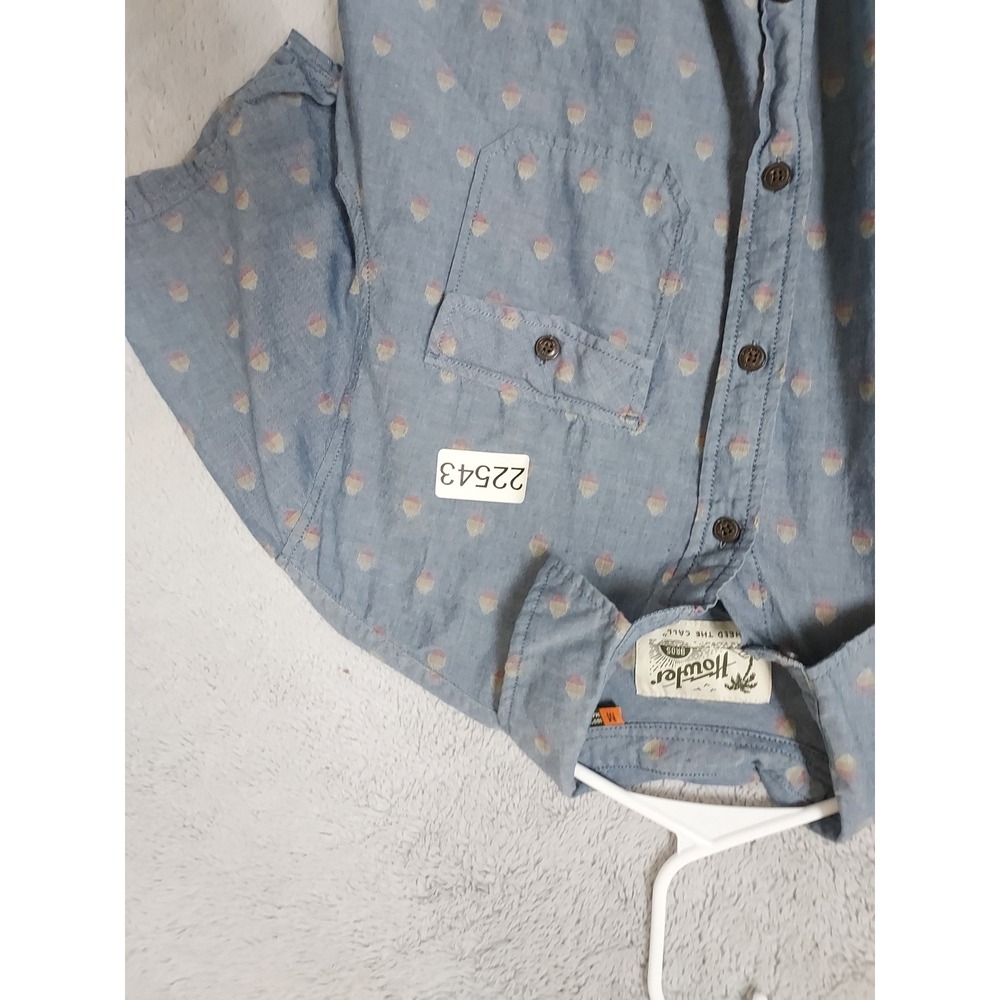 Howler Brothers Shirt Mens Medium Short Sleeve Button Down Blue Geometric Surfer - Picture 8 of 8
